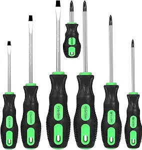 GURADESIGN 7-Piece Magnetic Screwdrivers Set, 4 Phillips and 3 Flat, Professional Cushion Grip Screwdriver Set