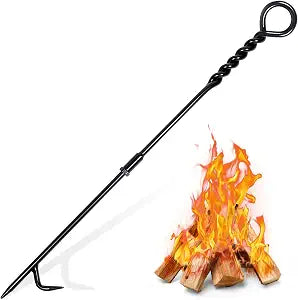 Fire Poker for Fire Pit Outdoor, 26 inch Heavy Duty Solid Steel