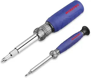 WORKPRO 6-in-1 Basic & 4-in-1 Electronics Screwdriver/Nut Driver Set Tool Confort Grip, 2PCS Portable Screw-driver, 8 Basic & Precision Bits (Philips/Slotted), 2 Nut Driver Sizes