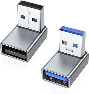 AreMe 90 Degree USB 3.0 Adapter 2 Pack, Up and Down Angle, Grey