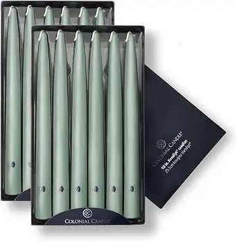 Colonial Candle Unscented Taper Candle, Handipt Collection, Colonial Classic Green, 10 in, Pack of 12 - Up to 8 Hours Burn