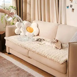 FUNNY FUZZY Couch Covers for Dogs, Non-Slip Sofa Cover 27.6"70.9" Khaki