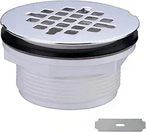 HIDROP No Caulk PVC Compression Shower Drain, 4-1/4" Cover, Chrome
