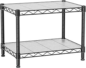Golpart Small 2 Tier Shelves Storage Wire Shelving Unit Metal Shelf Gasket