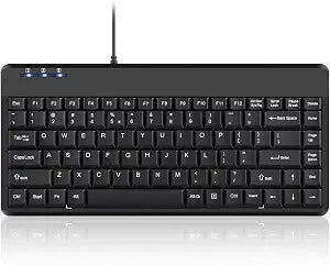 Perixx PERIBOARD-409U Wired USB Mini Keyboard, Black, US English Layout