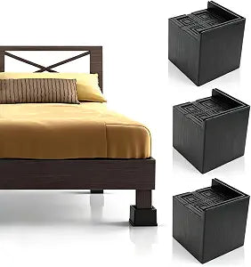 Cyrank 4 Pack Adjustable Bed Risers, Heavy Duty Furniture Risers Furniture Blocks Lifter Set Table and Couch Lift Support up to 2200lbs for Dorm, Bed, Sofa, Table, Chair, Desk