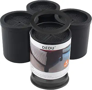 DEDU Bed Risers 4 Inch Heavy Duty, Furniture Risers with Non-Slip Pad Supports Up to 11000 Lbs, Round Couch Risers for Sofas, Desk or Chair (Set of 4 Black)