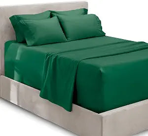 Hearth & Harbor Extra Deep Pocket Sheet Sets, Luxury Soft 6 Piece Bed Sheet Set Fits Mattress 18-24 Inches - Full, Hunter Green