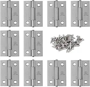 10pcs 304 Stainless Steel 2-inch Folding Butt Hinges Home Furniture Hardware Door Hinges for Case Lid Wooden Jewelry Box Lid (50mm x 37mm x 1.2mm)