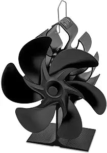 Wood Stove Fan, 6-Blade Heat Powered Fireplace Fan with Thermometer