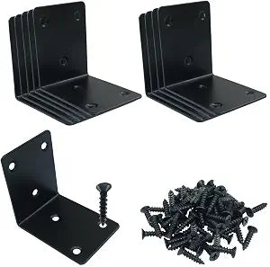 4Pcs 2.5" Black L Shaped Corner Bracket 65*65mm
