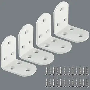 Alise White 4 Pcs L Brackets, Small Corner Brackets for Wood Furniture