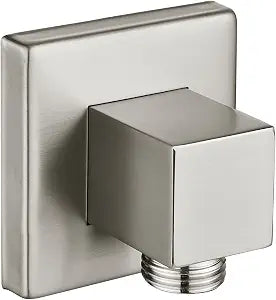 Heyalan Brushed Nickel Wall Supply Elbow Square Shower Hose Connector for Handheld Shower Without Hand and Hose - Wall Mount 90 Degree Cradle Fixed Brass