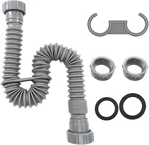 Sink Drain Pipe 1-1/2", Flexible Sink Drain Pipe,Adjustable P Trap for Kitchen Sink Drain and Garbage Disposal, 11"-31.5"P Trap Bathroom Sink, 1-1/4" Adapter Included