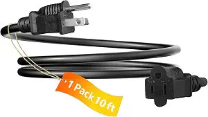 1 Pack 10FT Extension Cord 3 Prong 16 Gauge AWG Heavy Duty Power Cord