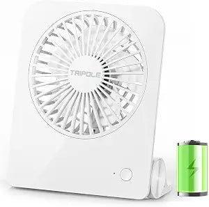 TriPole Desk Fan Small Portable Fan 2000 mAh Rechargeable Battery, 4.5 Inch