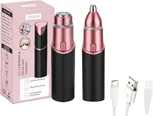 2 in 1 facial & eyebrow hair trimmer for Women, Rechargeable Face Razor, Lip & Peach Fuzz Remover, Precision Eyebrow Shaper, Portable Painless Hair Removal Tool���NEW BLACK���