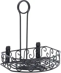 American Metalcraft CRS68 Wrought Iron Semi Round Condiment Caddy, Scroll Design, 9-Inch
