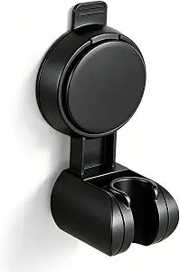 Handheld Shower Head Holder- Enhanced Suction Cup - 5 Angles Adjustable - Relocated Bathroom Wall Mount Shower Hose Holder (Matte Black)