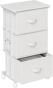 OLIXIS Dresser Storage with 3 Drawers, Fabric Dresser Tower, White