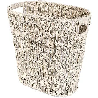 GRANNY SAYS Wicker Trash Can, Wicker Waste Basket for Bathroom, Butter Milk