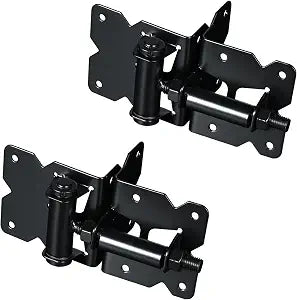 skysen Carbon Steel Vinyl Wood Fence Self Closing Gate Hinges Black(2063-cs-p)