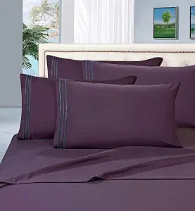 Elegant Comfort 2-Piece 1500 Thread Count Egyptian Quality Ultra Soft Wrinkle, Fade, Stain Resistant Pillowcases, Standard Size, Eggplant-Purple
