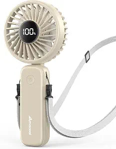 AMACOOL Handheld Fan Foldable, 5000mAh Rechargeable Hand Fans with Powerful Cooling, 4 Speeds, LED Display, Portable Fan for Travel,Concerts,Makeup,Lash,Outdoor Events,Gifts Women