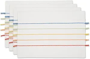 DII Tassel Stripe Tabletop Collection Decorative, Machine Washable, Placemat Set, 13x19, White & Rainbow 4 Piece