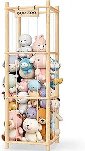 Woodure Stuffed Animal Storage & Organizer, Wooden Toy Holder Zoo for Kids