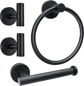 Matte Black Bathroom Hardware Set, SUS 304 Stainless Steel Wall Mounted