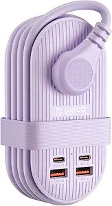 ORICO 65W GaN Travel Power Strip, 7 in 1 Charging Station(3AC,4 USB Ports)