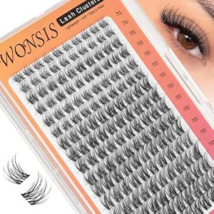 Lash Clusters, Invisible Band Natural Eyelash Extensions, Reusable Individual 8-16 mm Lashes Clusters, Natural Wispy False Eyelashes for Home Eyelash Extensions by WONSIS