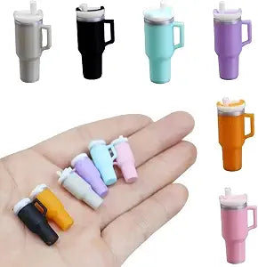 6 Pack Miniature Thermal Cups with Straw, 1:12 Scale Dollhouse Accessories, Multi-Color DIY Micro Model Food Scene Accessories