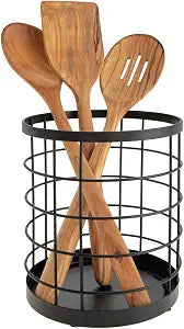 iDesign Kitchen Crock Utensil Holder, Matte Black, Steel