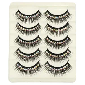 KALLORY 10 Pairs Rhinestone False Eyelashes, Sparkling Diamond Fake Lashes