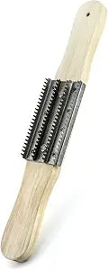 QWORK Buffing Wheel Rake, 15" Polishing Rake with Wooden Handle and Stainless Steel Head for Removing Residual Compounds and Metal