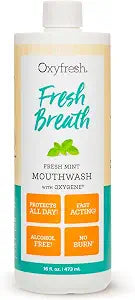 Oxyfresh Fresh Mint Flavored Mouthwash for Adults, Fresh Breath & Bad Breath Treatment ��� Dentist Recommended for Long - Lasting Fresher & Healthy Gums - Alcohol & Fluoride Free - 16 Fl Oz