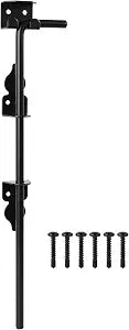 HILLMASTER 18" Heavy Duty Cane Bolt Gate Drop Rod for Wood Fence, Steel Drop Bolts Cane Bolt Hardware for Wooden Gater and Holding Doors, Black Finish