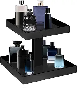 YAGELI Black Perfume Organizer for Men, 2 Tier Acrylic Cologne Rack Vanity