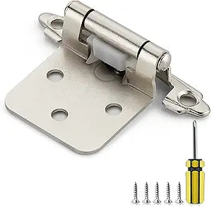 Ravinte Satin Nickel Kitchen Cabinet Hinges, 1/2" Overlay, 50 Pack