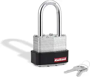 Kwikset Laminated Steel Padlock with Hardened Steel Shackle, 1-Pack, Silver
