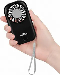 WHATOOK Handheld Mini Fan Small Personal Portable Speed USB Rechargeable Eyelash Fan Lightweight USB Rechargeable for Travel Makeup Girl Women Summer Gift (Black)