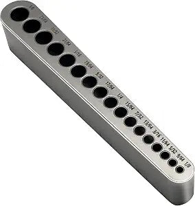 STD1000DGNP Drill Guide for Straight Holes, 17 Drill Sizes, From 1/8" to 3/8", in 1/64" Increments, Heat-Treated Steel, Drill Jig Block, Drill Bit Guide, Lifetime Free Replacement