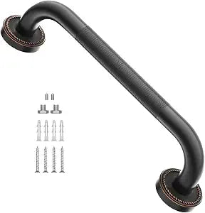 ZUEXT 12 Inch Oil Rubbed Black Bronze Knurled Anti Slip Shower Grab Bar
