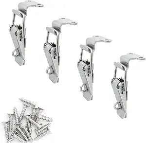 4PCS 58mm 90 Degree Right Angle Latch Stainless Steel Tool Box Hood Locks Latches Spring Loaded Trigger Lock Clasp Buckle Latch Tool Box Hasps