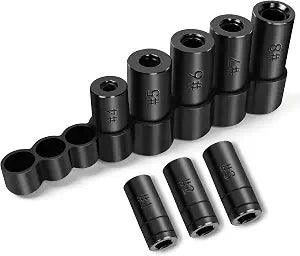 70500 Tap Socket Set, 8-Piece 1/4" & 3/8" Drive Taps Sockets Adapter for Socket Wrench Set Use, Fits All MCTI Taps Thru 1/2 & 1/8" NPT Tap