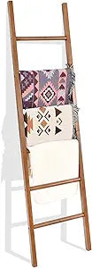 SwallowLiving 6ft Blanket Ladder, Solid Wood Towel Ladder, Rustic Decorative Ladder for Blankets, Farmhouse Wooden Quilt Rack for Living Room & Bathroom