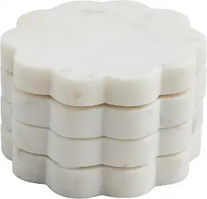 Mud Pie Scallop Marble Coaster Set, 4"
