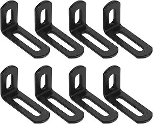 uxcell 8 Pcs Adjustable Right Angle Brackets, Slotted L-Shape Corner Bracket 2"x1.2"x0.7", 90 Degree Steel l Bracket Support for Shelves, Wood Furniture Construction, Matte Black